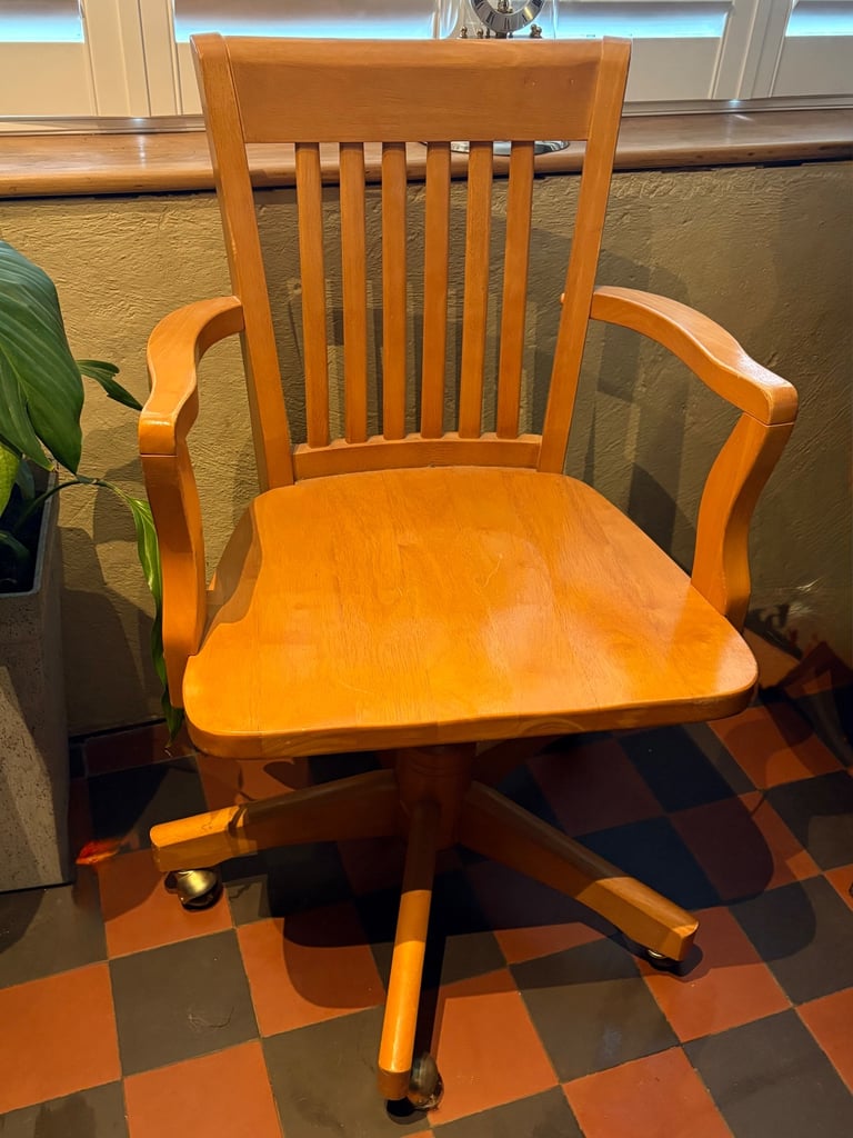 image for Solid wood captains swivel office chair