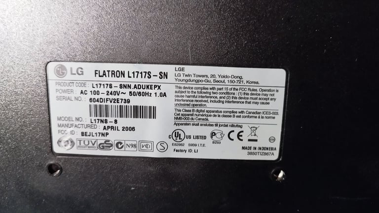 LG Flatron L1717S-SN pc monitor 