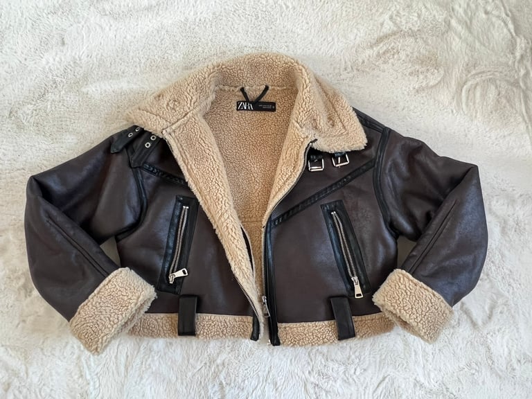 Brown faux leather jacket 