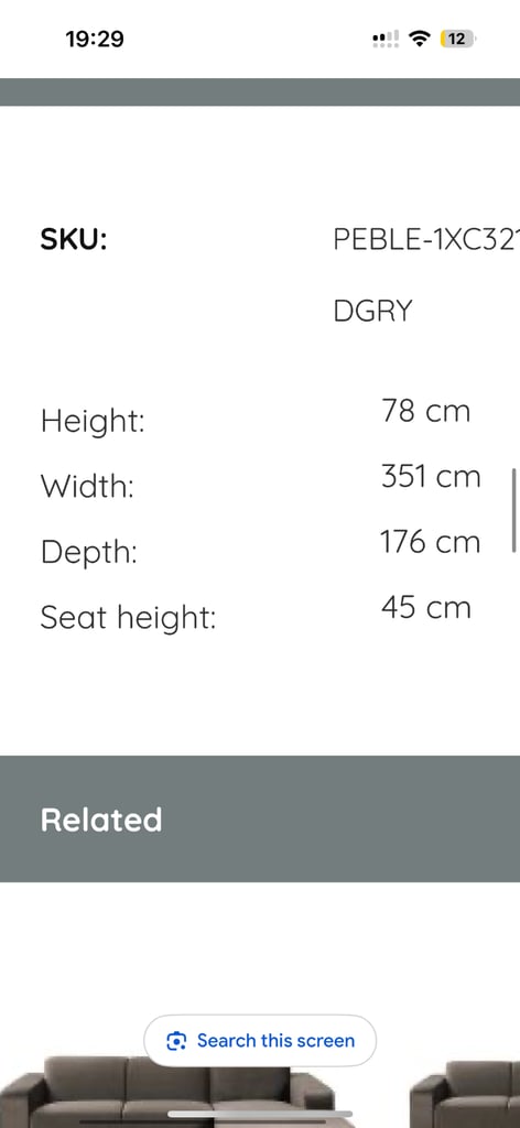 Beautiful velvet dove grey sofa 