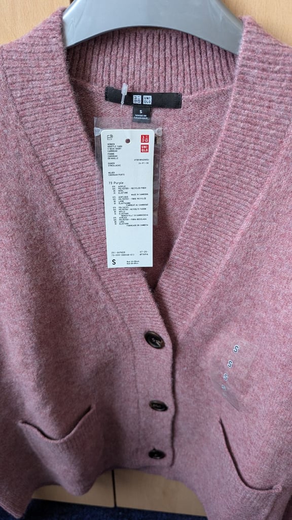 Soufflé Yarn Short Cardigan Purple Size Small 