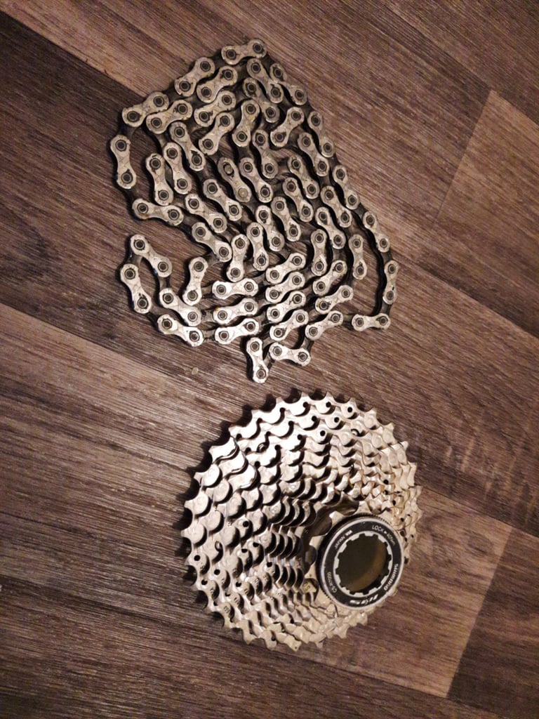 image for Shimano 11 speed cassette and chain for road bike ot turbo trainer 