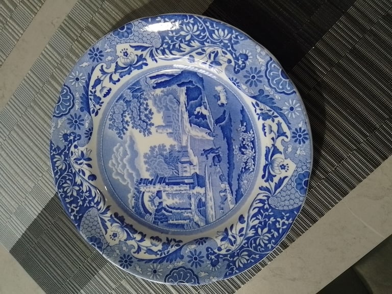 Blue/White country scene plate