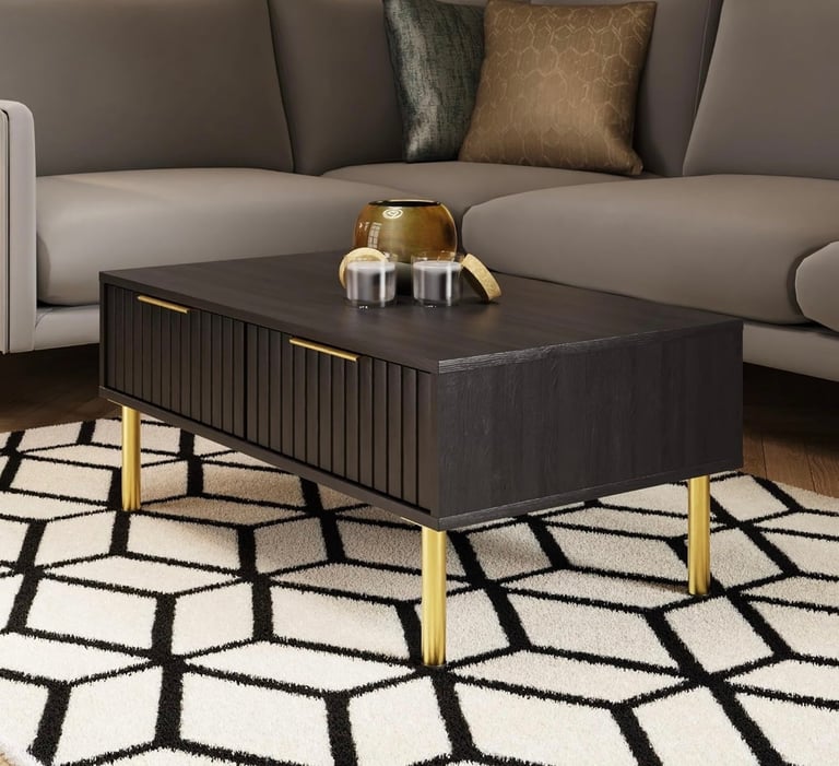 NEW just assembled GFW Nervata 2 Drawer Coffee Table With Modern Dark Oak Finish For Living Room,