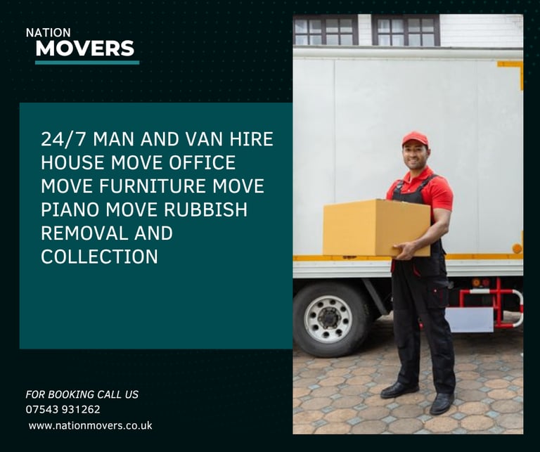 MAN AND VAN HIRE 24/7 HOUSE OFFICE PIANO FURNITURE MOVE AND CLEARANCE ACROSS UK