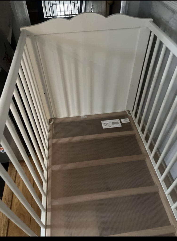 Ikea Sandvik White Cot with Mattress VGC