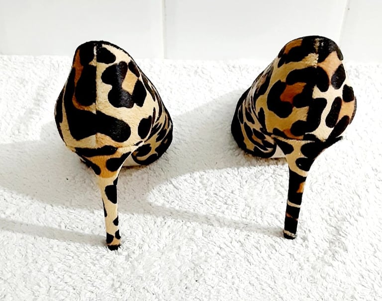 Dune London Analise Women's High Heel Leopard Peony Pumps Shoes Boxed, Spare Heels 5/38