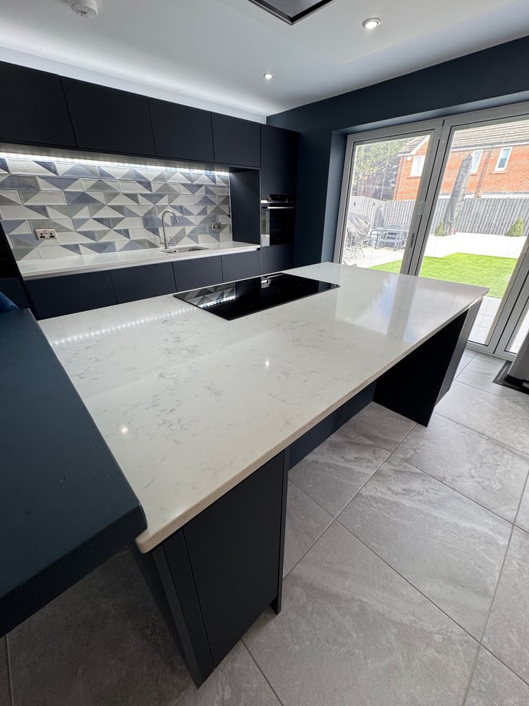 Large Matt Navy Kitchen Units + Appliances