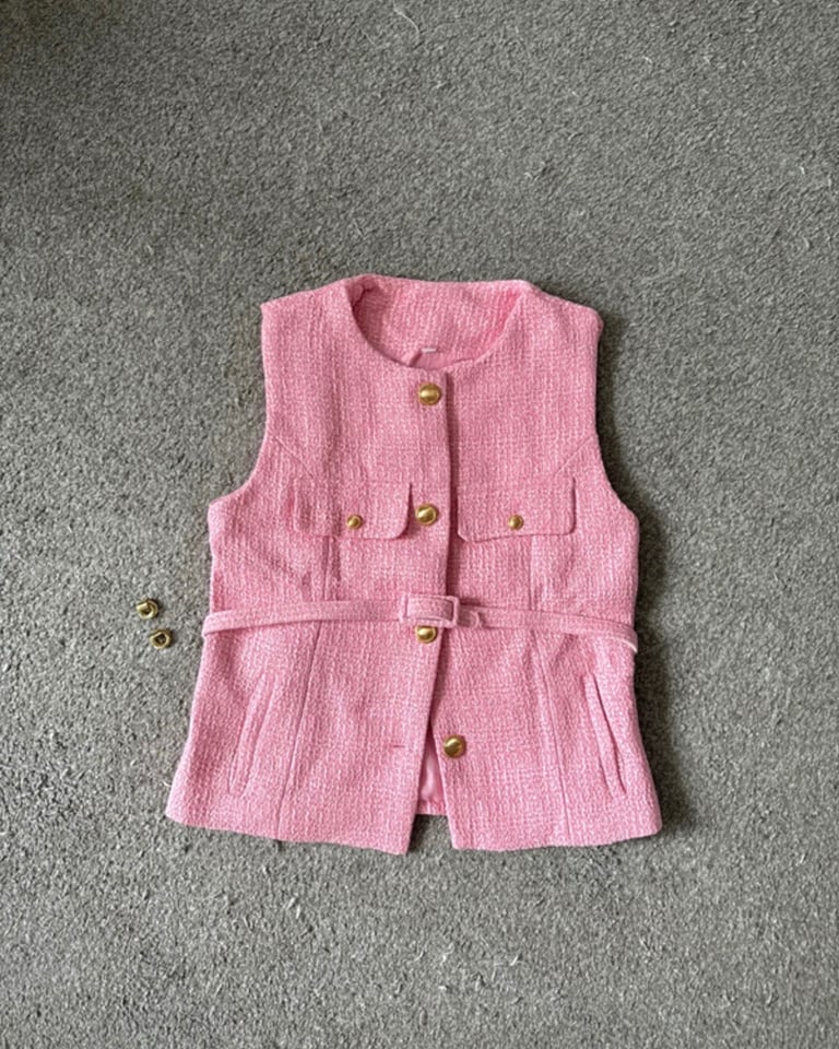 Pink tweed vest 