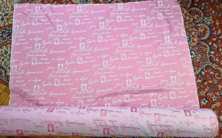 NEW Italian Cotton Blend Pink Fabric Curtain Crafts Cushion Upholstery Material 50 Meters Full Roll