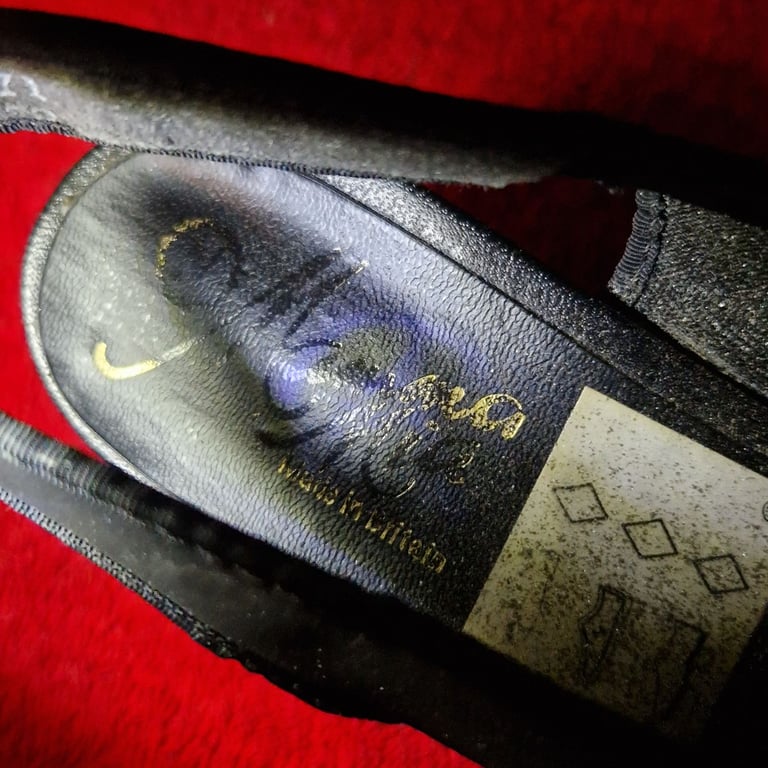 Vintage Salamander Slingback Heels – Black Suede Double Strap – UK 5 – Made in Lithuania