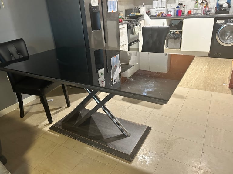 image for Black table with glass available for collection now King’s Cross , London 