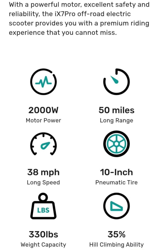 IX7 Pro 2000W Dual Off Road Electric Scooter 