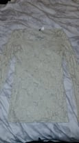 image for Cream Lace Long Sleeve Top. 