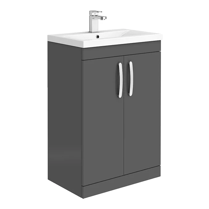 image for Grey Gloss 600mm Floor Standing Vanity Unit NEW
