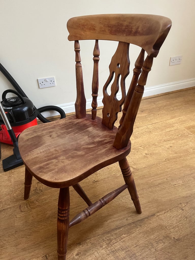 Large extendable solid wood dining table and 8 chairs