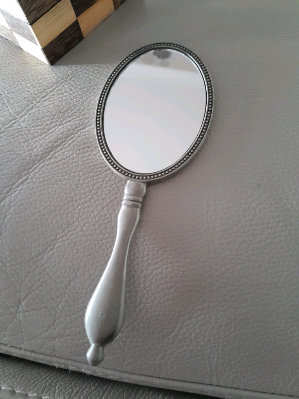 Wooden trinket box and hand mirror