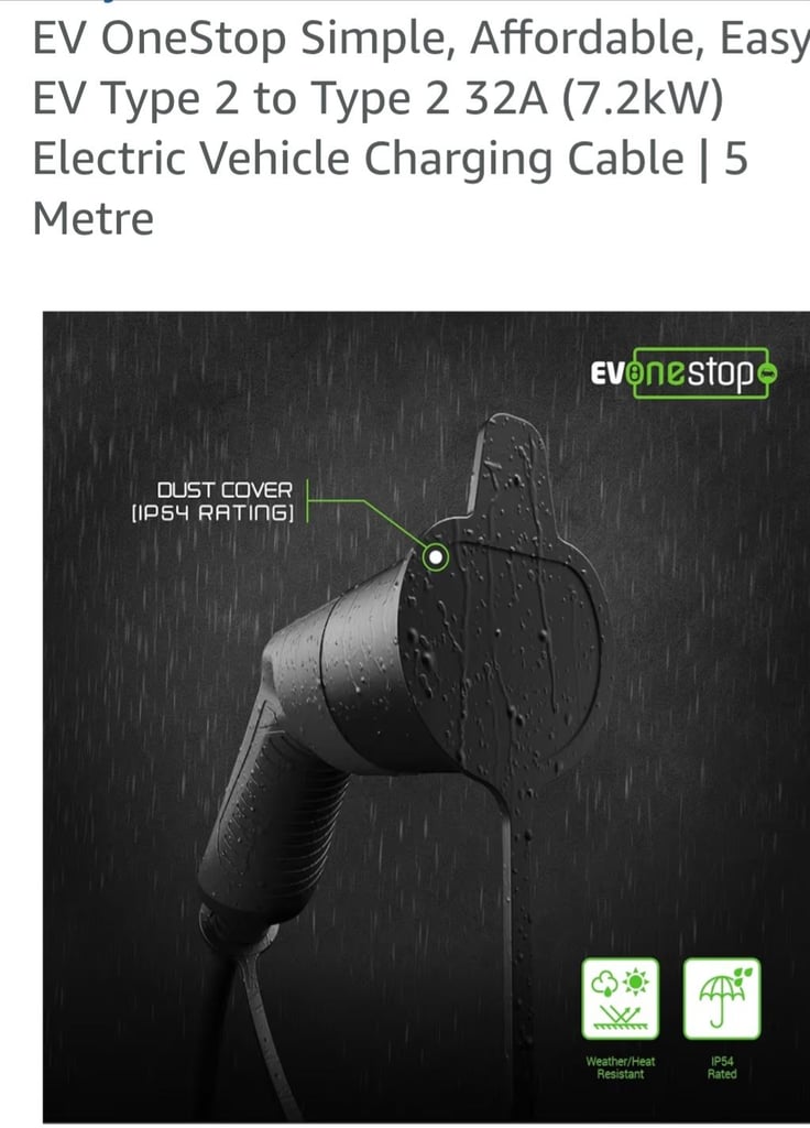 EV OneStop Type 2 charging cable