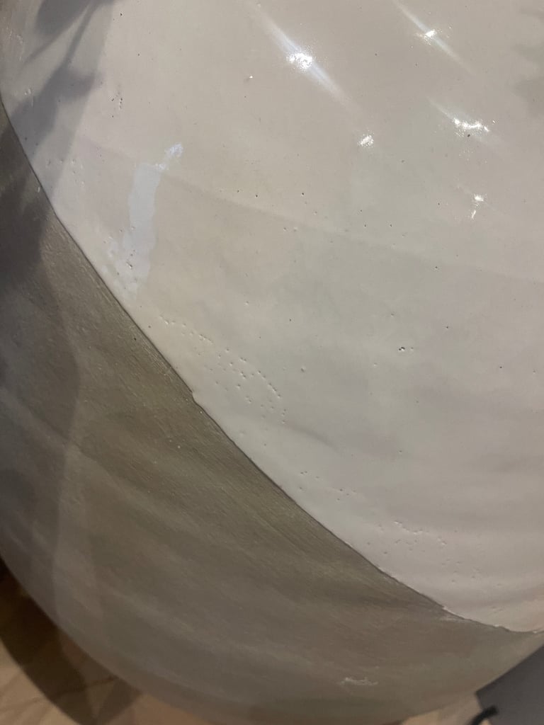 Massive Oversized Decorative Grey & White Wave Ceramic Vase 