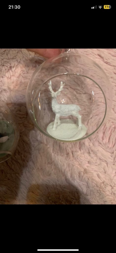 SET OF 2 LARGE GLASS CHRISTMAS TREE BAUBLES WITH OPEN FRONTS