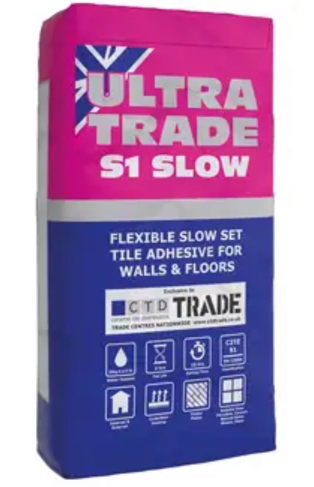 Ultra Trade Slow Set Flexible S1 Tile Adhesive Grey - 20kg