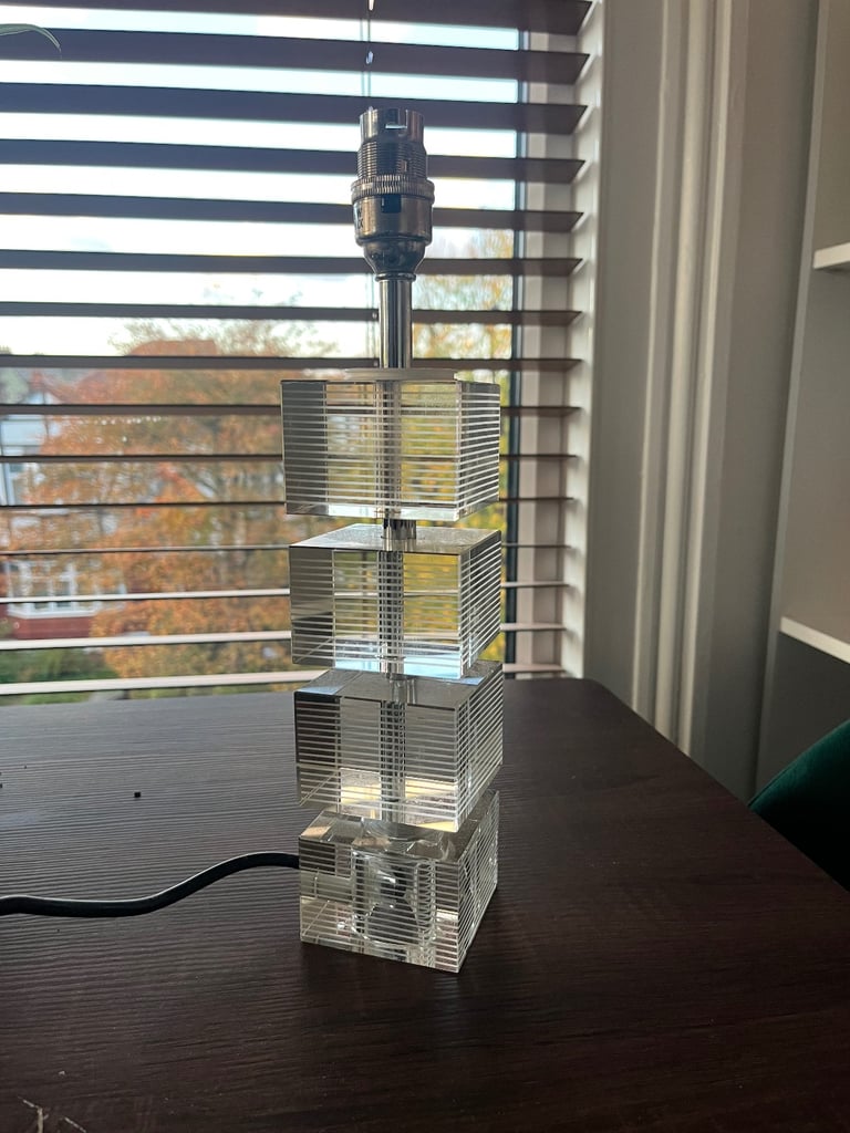 John Lewis Clear Glass Block Table Lamp