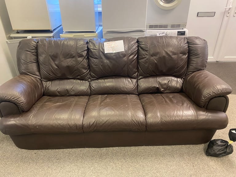 Sofa. 3 seater. Brown Leather.  Variety of items available, please check our other adverts.