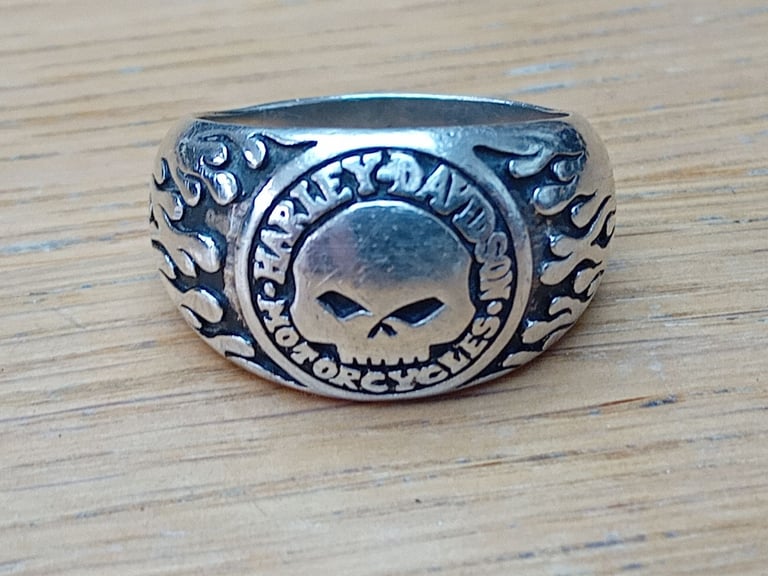 HD Harley Davidson Willie G solid silver ring - size Y