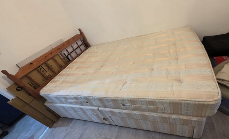 Divan double bed with mattress.