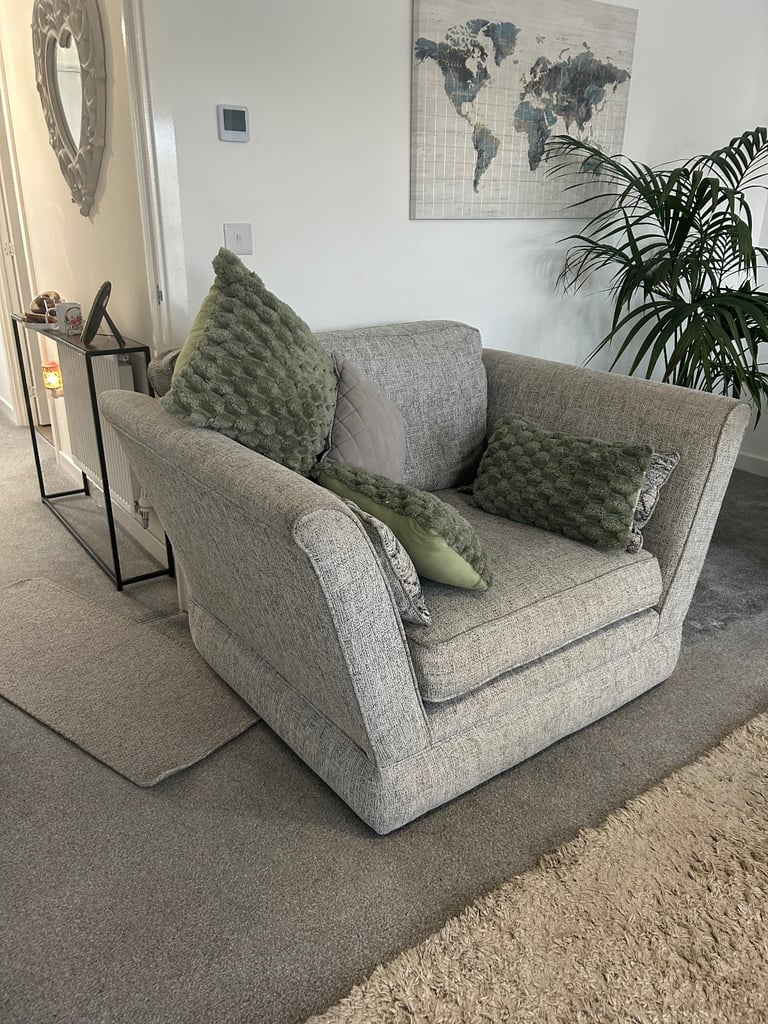 Just in Time for Christmas!! Large 3 seater couch with love chair and a free pouffie 