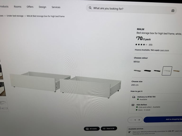 image for Ikea Malm under bed storage white.