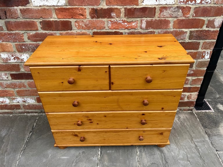 Solid Pine Chest of Drawers - Good Condition 