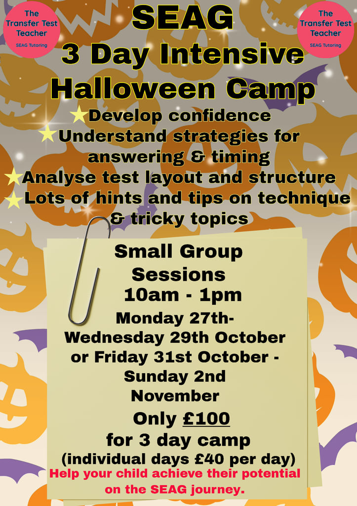 image for SEAG Halloween Revision 3 Day Intensive Camp Carrickfergus & surrounding areas