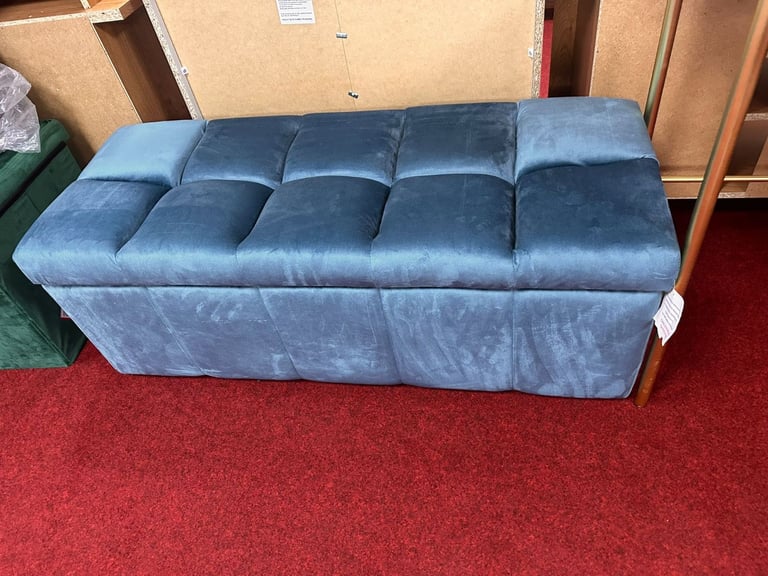 image for Habitat Maisie Large Storage Ottoman Box Velvet Blue