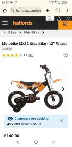 Kids motorbike style 12' bike in Kelty, Fife Gumtree