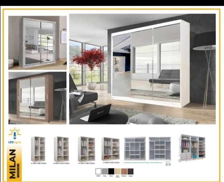 High Gloss Modern & Sliding Wardrobes in All sizes and colors 