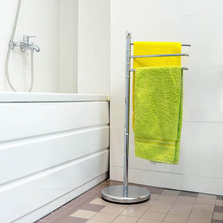 Tatkraft Breeze Free-standing Towel Rail Stand with 3 Swivel arms , Rustproof, Stable Base