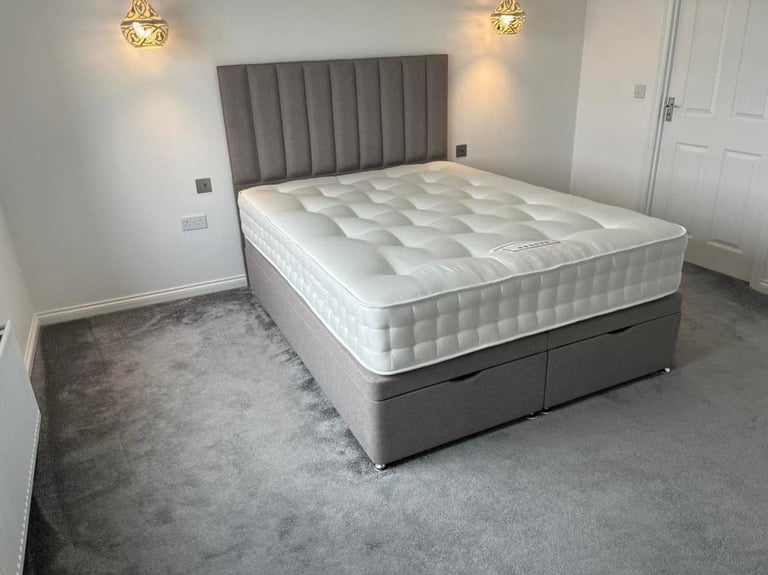 Premium DIVAN 4FT6 Double Divan Bed Base With Storage Drawers + Mattress >> Flat 20% Off >>>>