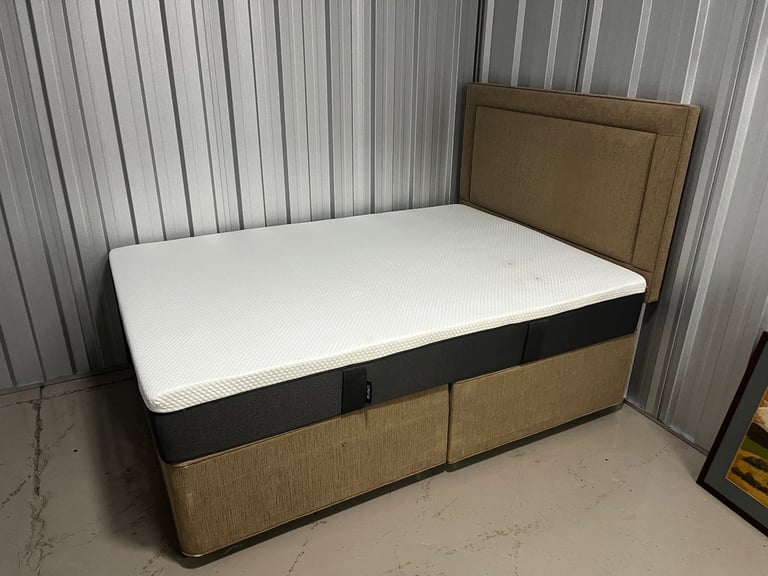 Double bed with head board and Emma memory foam mattress. 