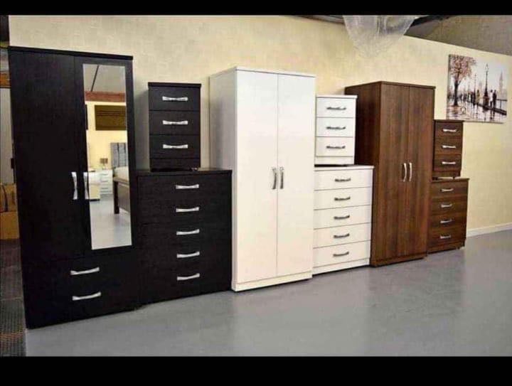 Modern Bedroom Furniture. Bedroom Suit Includes Bedside Tables, Chest of Drawers and Wardrobes