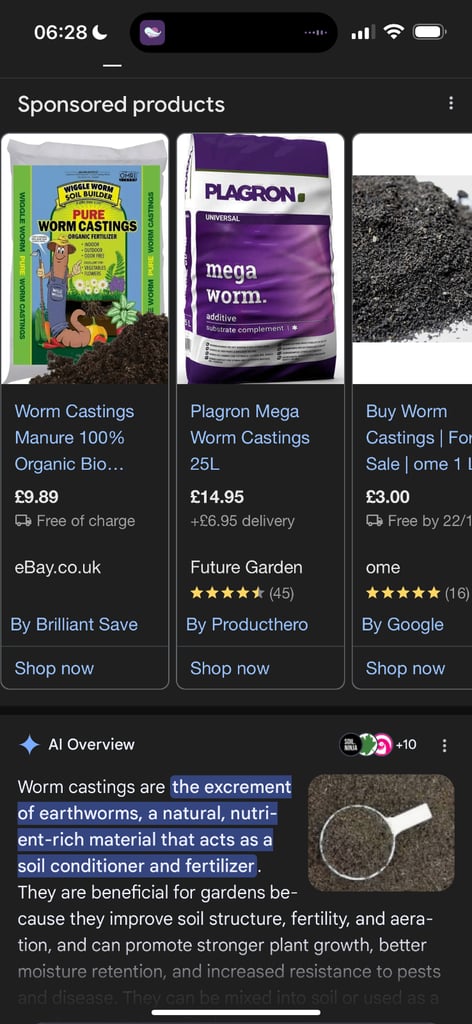 Worm castings/ worm compost / worm manure