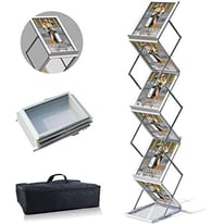 Collapsible Zig Zag Brochure Holder with six A4 shelves with case