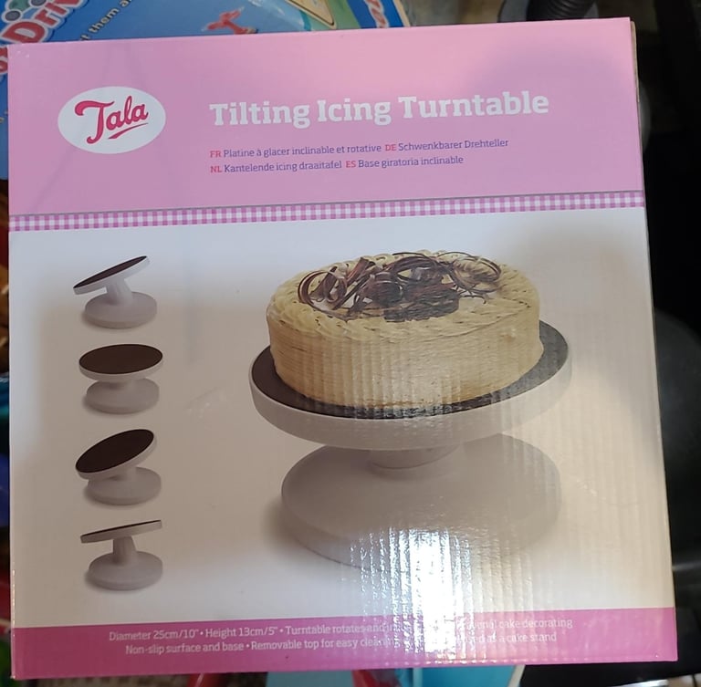 Tala Tilting Icing Turntable, White, Black