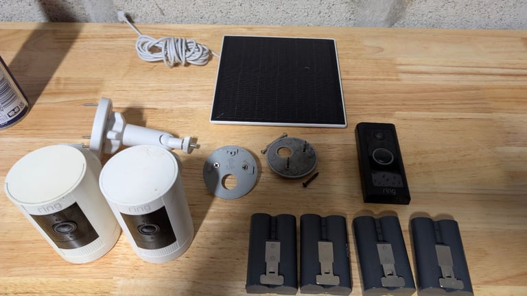 image for Ring wired doorbell and 2x Stickup cameras. 