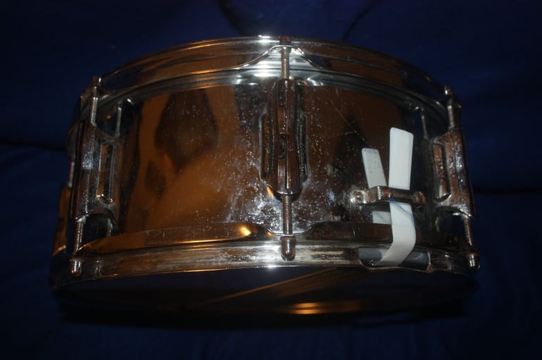 Vintage 1970s Beverley Chrome Snare Drum 14in x 5.1/2in for Drum Kit ~ Made In England ~ £75 ono