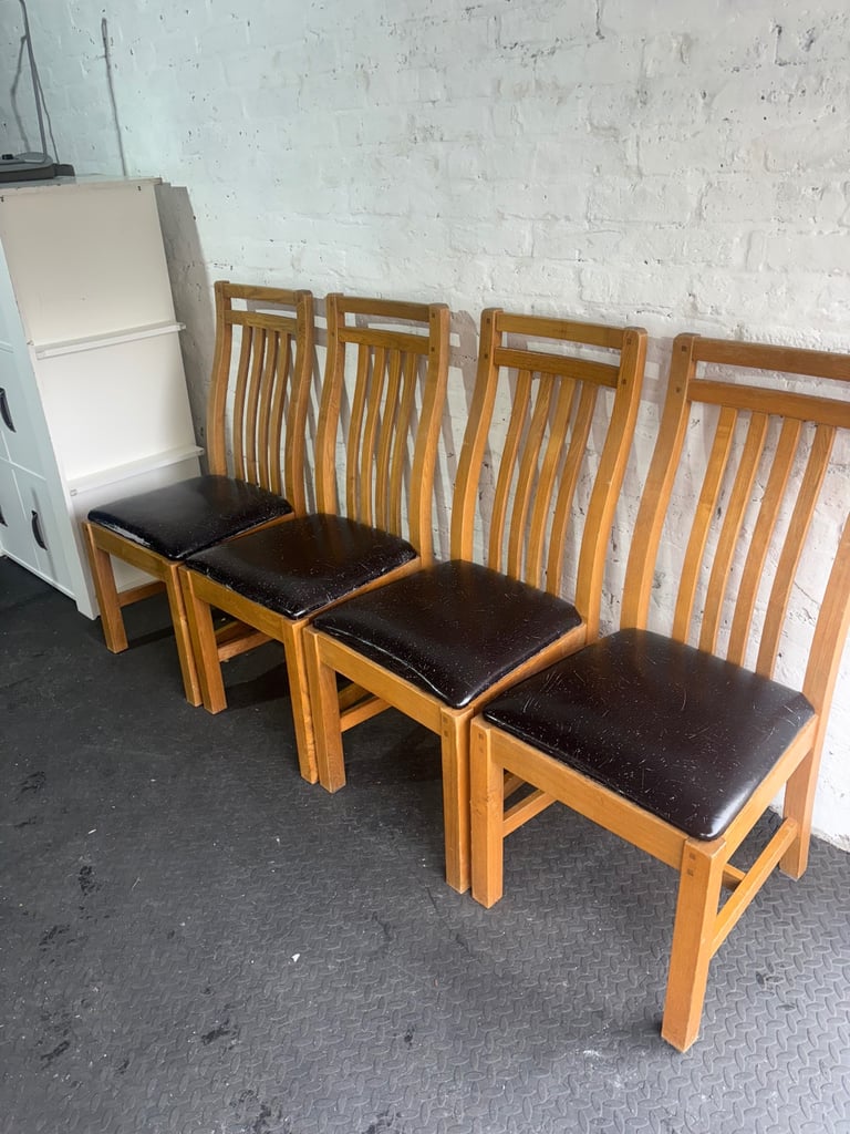 image for 4 Solid oak dining chairs