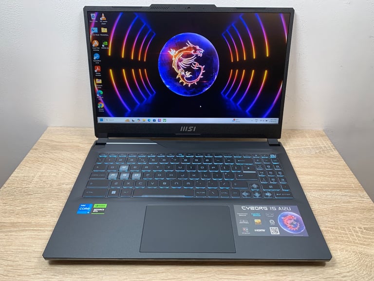 MSI i5 12thGen 16GB 512GB SSD UltraFast Gaming Slimline 144hz Laptop, RTX 4GB Graphics