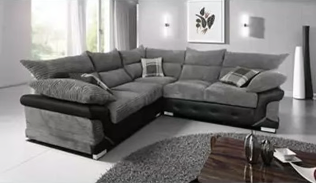 Brand New - Maryland Corner OR 3 and 2 Seater Sofa Set - Black/Grey