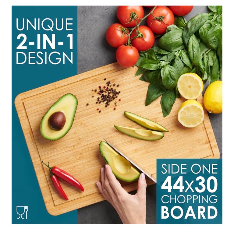 Premium Organic 2-in-1 Extra-Large Wooden Chopping Board & Serving Tray( brand new)