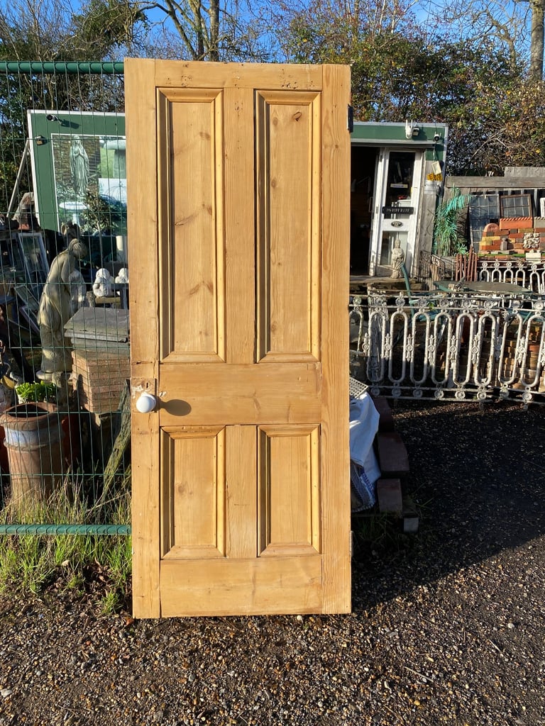 image for Victorian striped pine 4 panel door 
